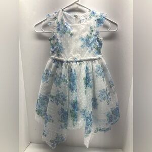 Rare Edition Girl’s (Toddler’s) Formal Dress, 4T, White/Blue, Cottagecore